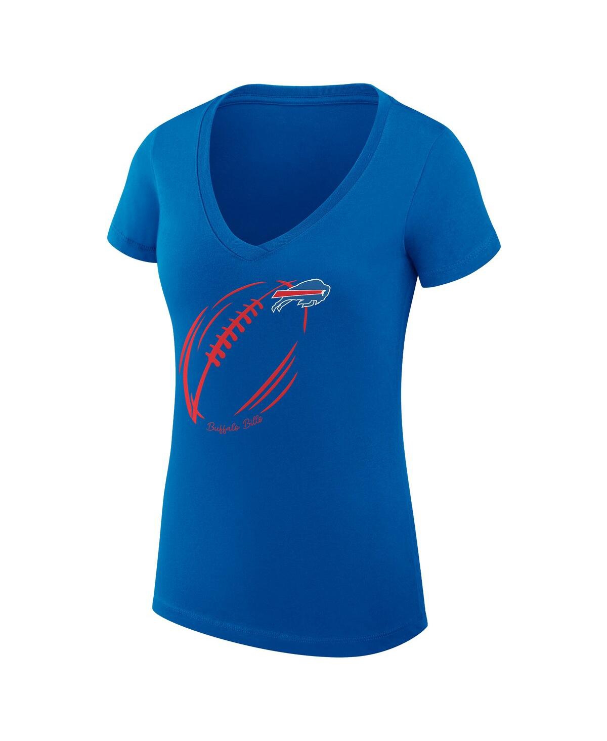 G-iii 4Her by Carl Banks Women's Royal Buffalo Bills Super-Slim Fit Lightweight Subtle Football V-Neck T-Shirt