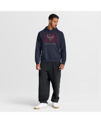 Men's Navy Houston Texans Busted Play Club Fleece Pullover Hoodie