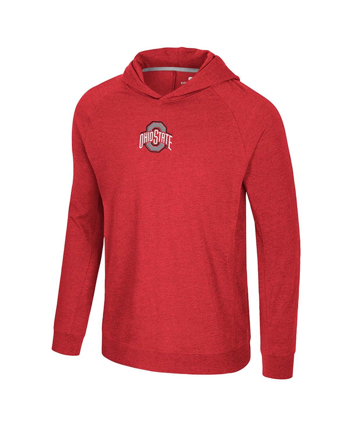 Colosseum Men's Scarlet Ohio State Buckeyes Back Business Long Sleeve Raglan Hooded T-Shirt