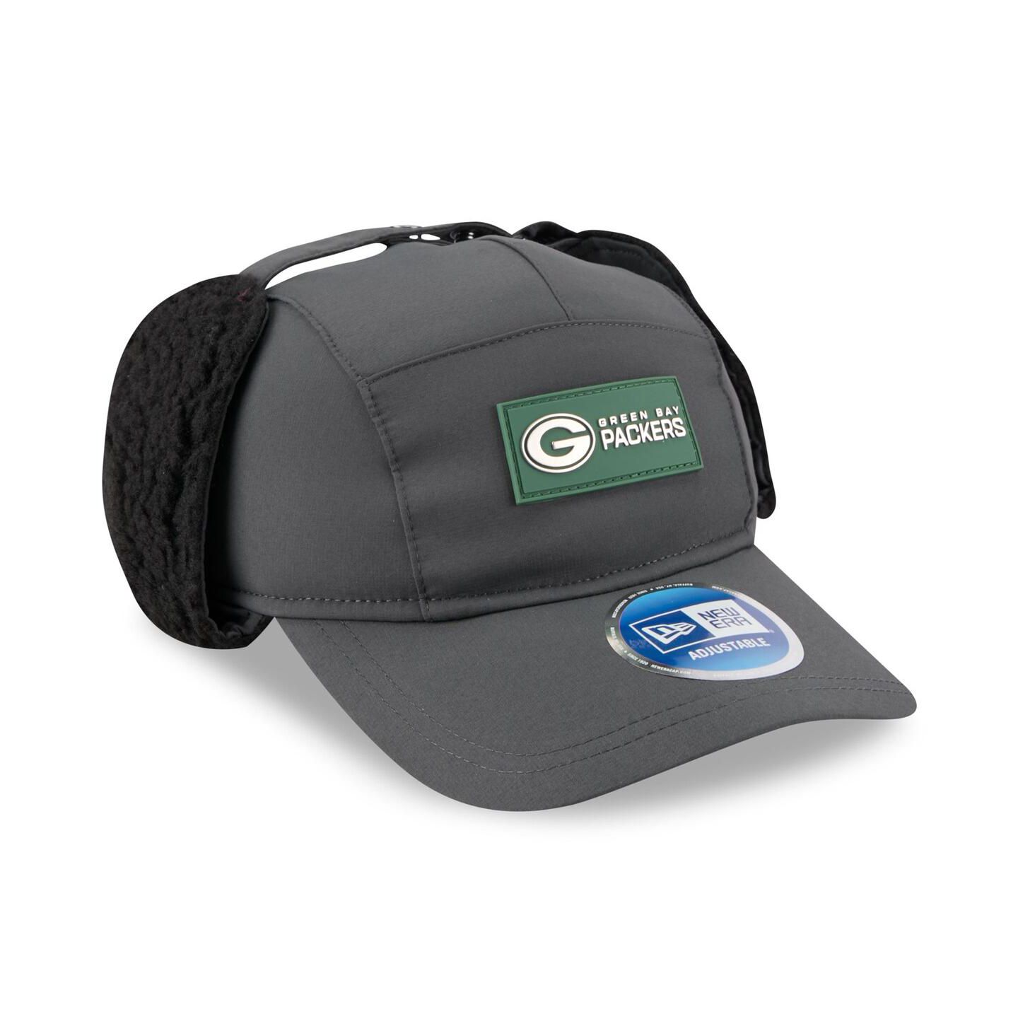 Мужская кепка New Era Charcoal Green Bay Packers 2025 Sideline Cold Weather Runner Dog Ear Adjustable Hat — фото 3