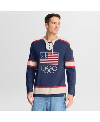 Fanatics - Men's Navy Team USA Lace-Up Long Sleeve T-Shirt