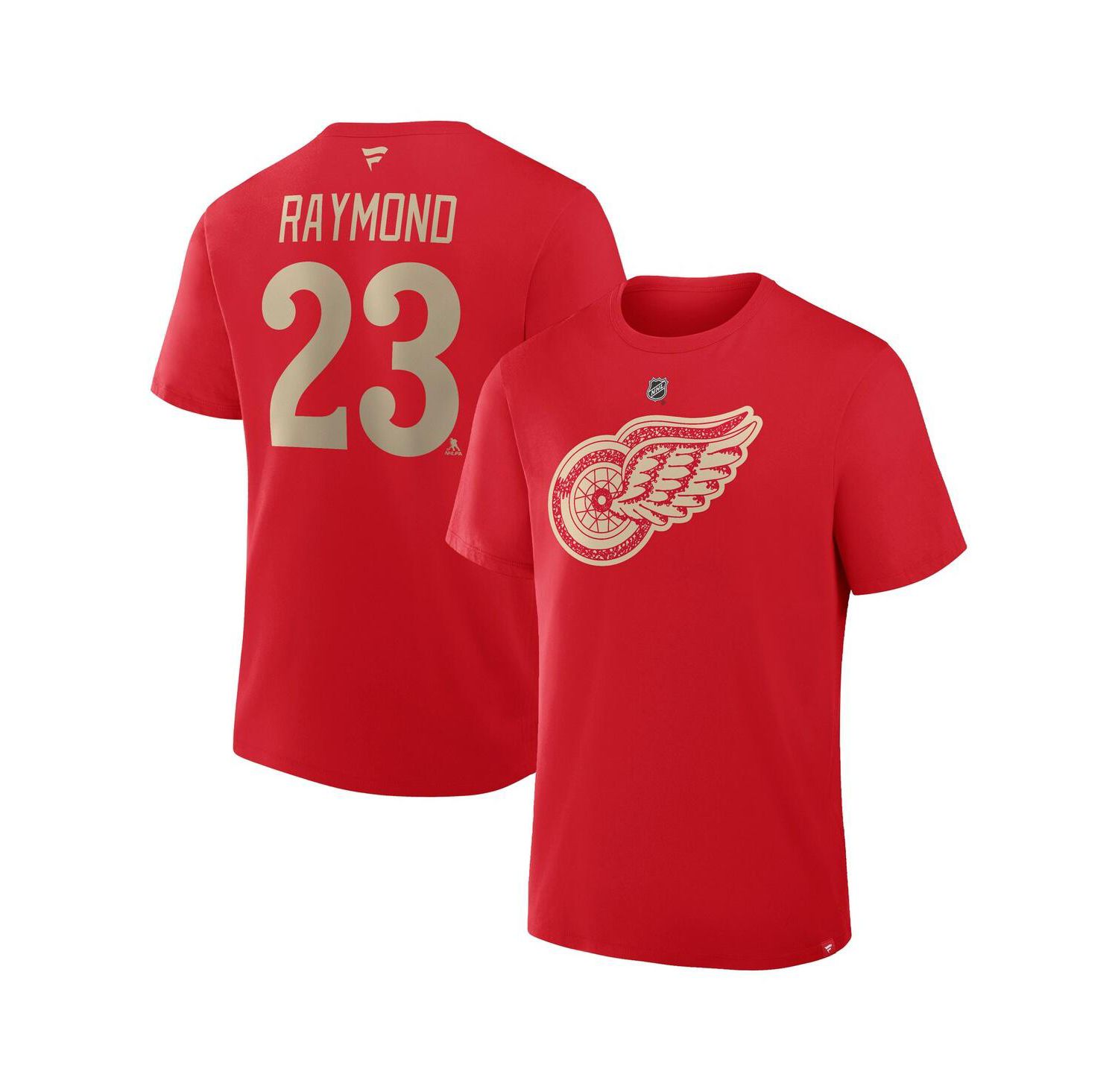 Men's Lucas Raymond Red Detroit Red Wings Centennial Authentic Stack Name & Number T-Shirt