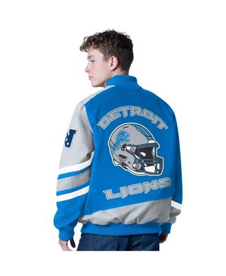 Men's Blue Detroit Lions Prime Time Full-Zip Racing Jacket