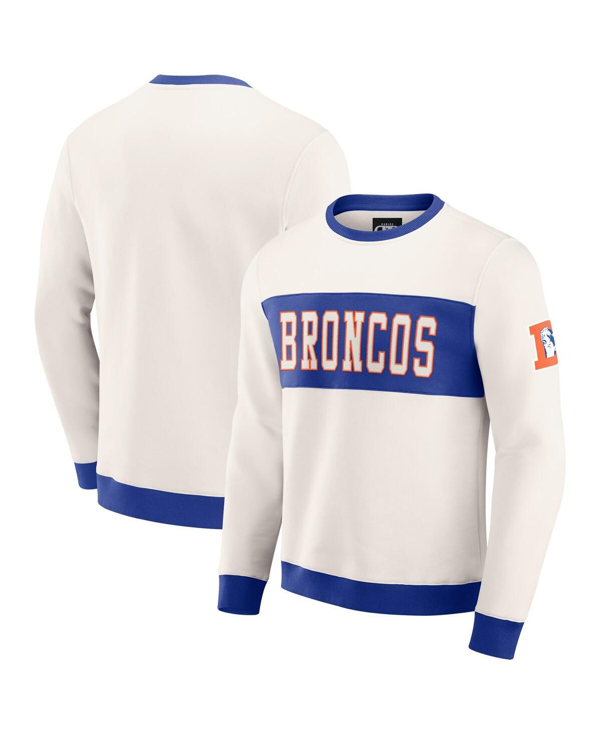 Мужская кремовая толстовка с круглым вырезом Denver Broncos Color Block из коллекции Darius Rucker от бренда Denver Broncos Color Block