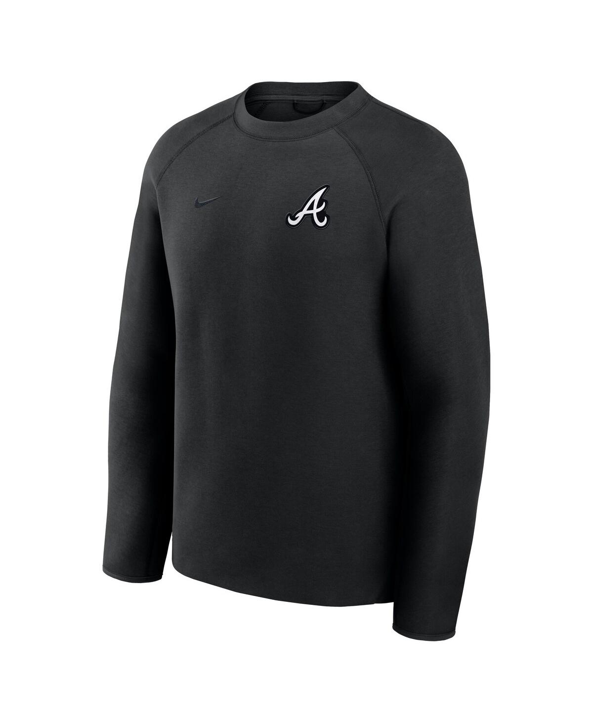 Nike Men's Black Atlanta Braves Tech Fleece Raglan Sweatshirt In Black