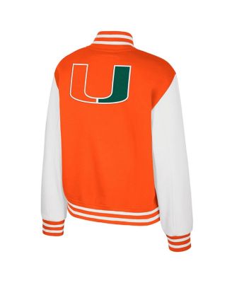 Women's Orange Miami Hurricanes French Baguette Full Snap Fleece Jacket