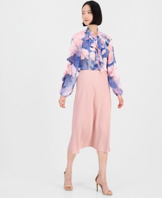 Women&#39;s Tie-Neck Blouson-Sleeve Blouse