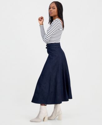 Women's Ria Belted Denim Midi Skirt 