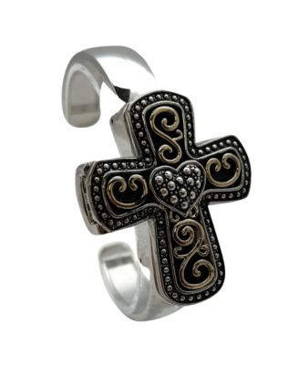 Two Tone Cross Shape Bangle Women Watch