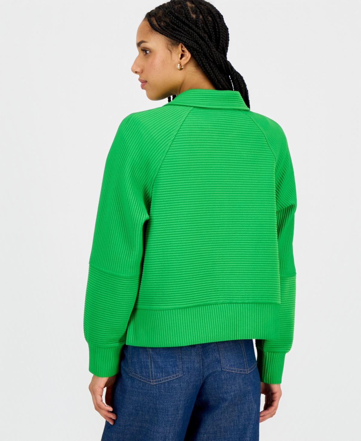 Nautica Jeans Women's Quarter Zip Ottoman Sweatshirt In Green