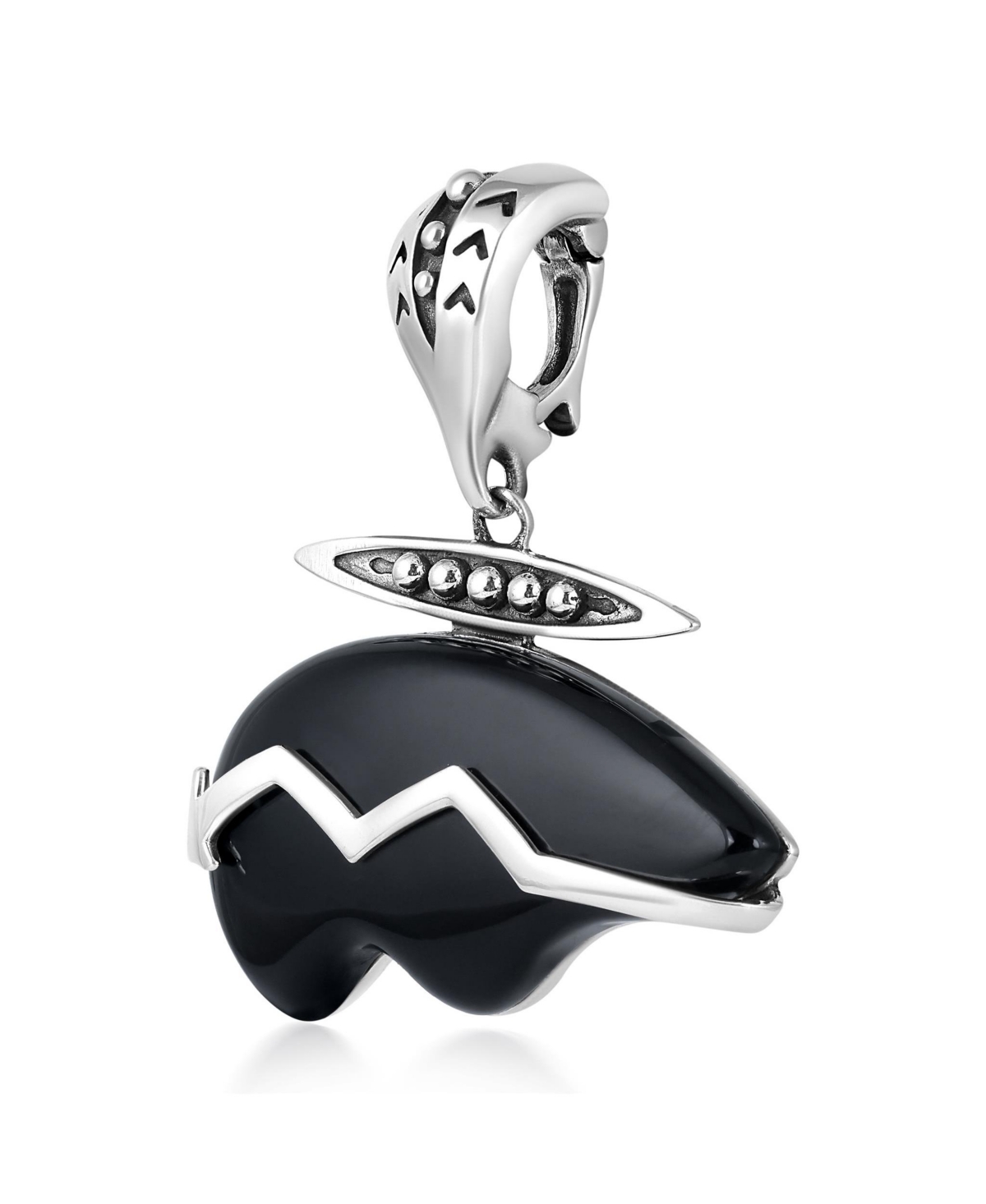 American West Jewelry Sterling Silver Black Onyx Bear Pendant Enhancer