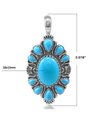 Sterling Silver Kingman Turquoise Oval and Pear Bold Pendant Enhancer