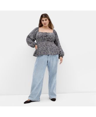 Plus Size Gigi Long Sleeve Daisy Print Top