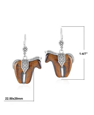 Sterling Silver Tiger's Eye Spirit Horse Lever Back Earrings