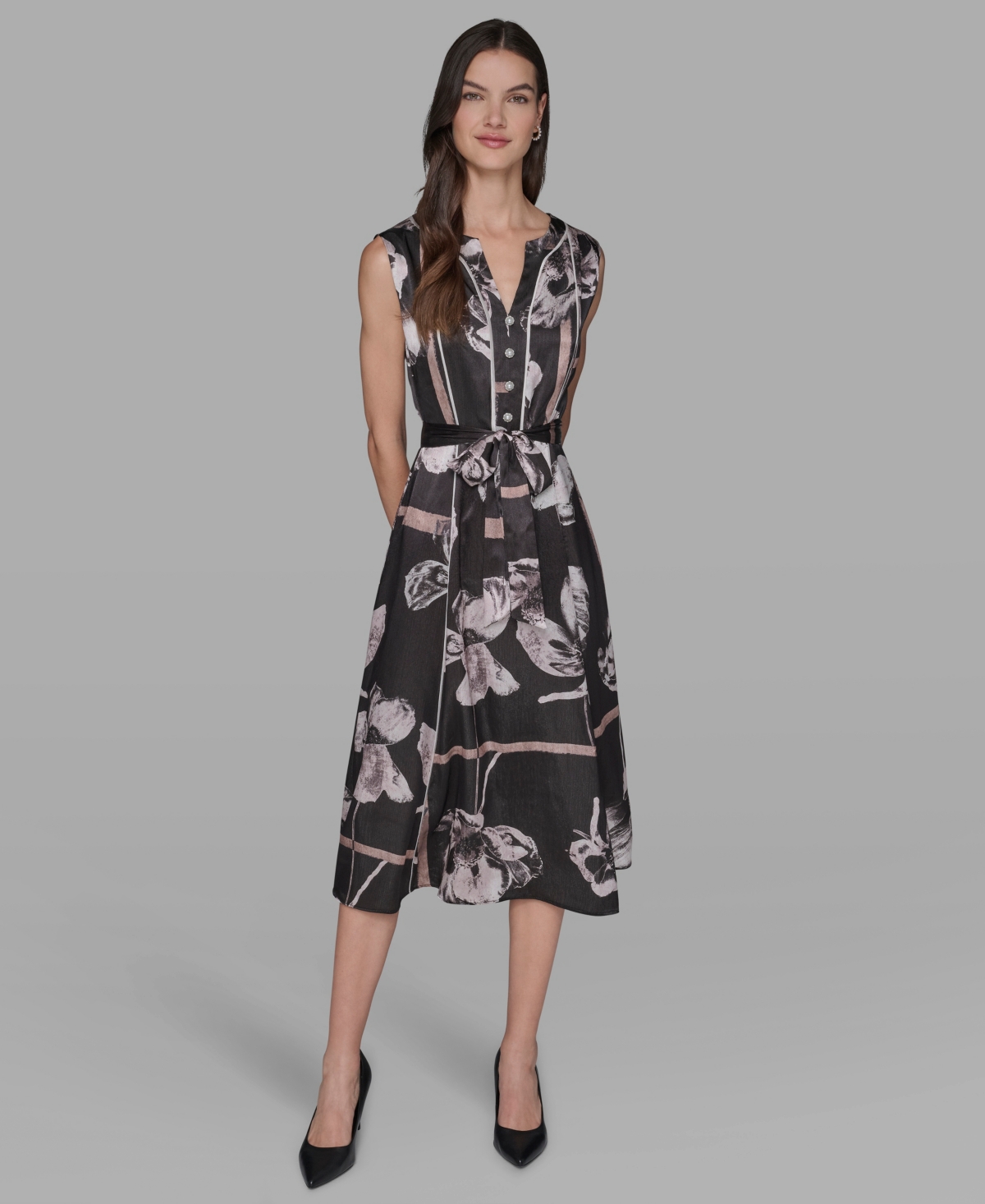 Karl Lagerfeld Women's Printed Midi Dress In Black
