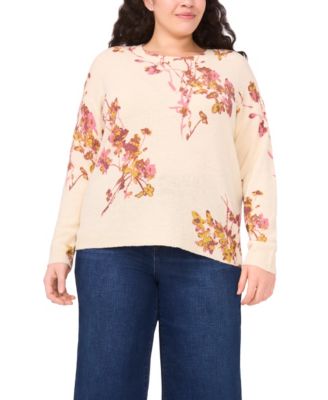 Vince Camuto - Plus Size Electric Bouquet Crewneck Sweater