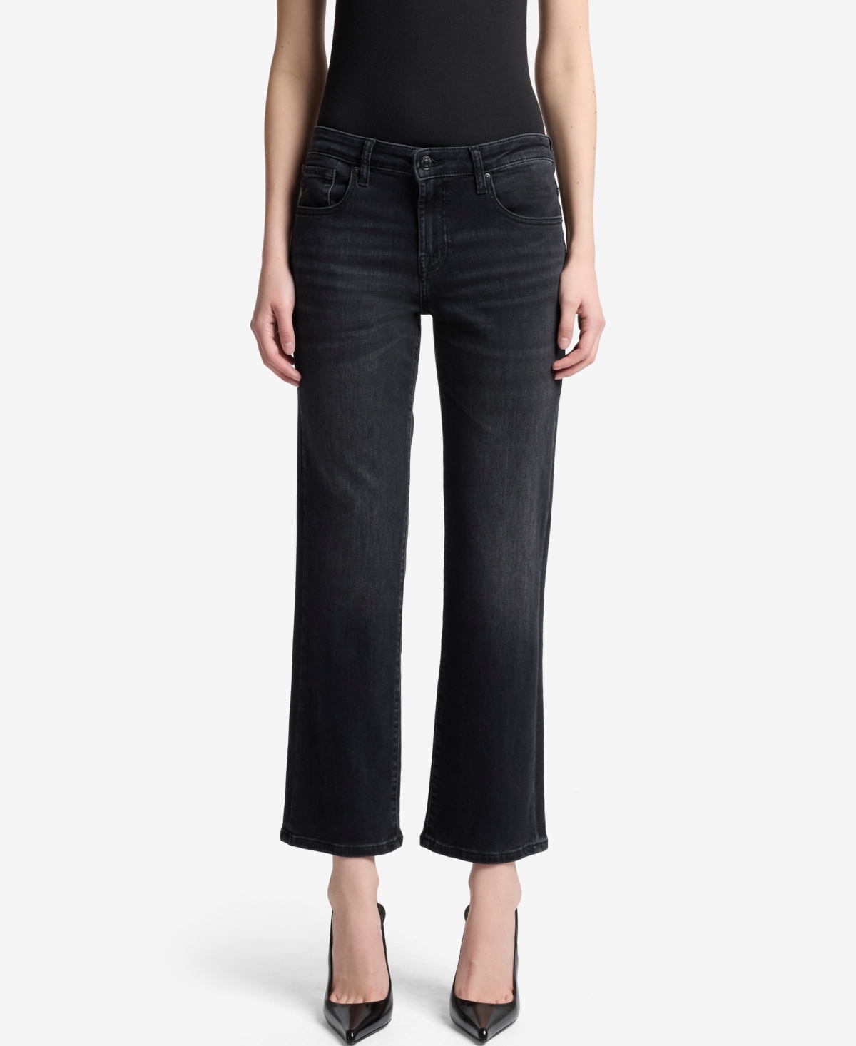 7 For All Mankind Women's Calie Straight Leg Ankle Jeans In Black