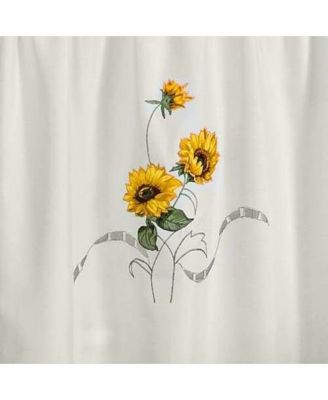 3 Piece Light Beige Country Farmhouse Sunflowers Kitchen Curtain Tier And Valance Set - 58 in. W x 24 in. L