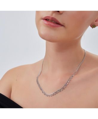 Rainbow Multiple Star Station Necklace Sterling Silver