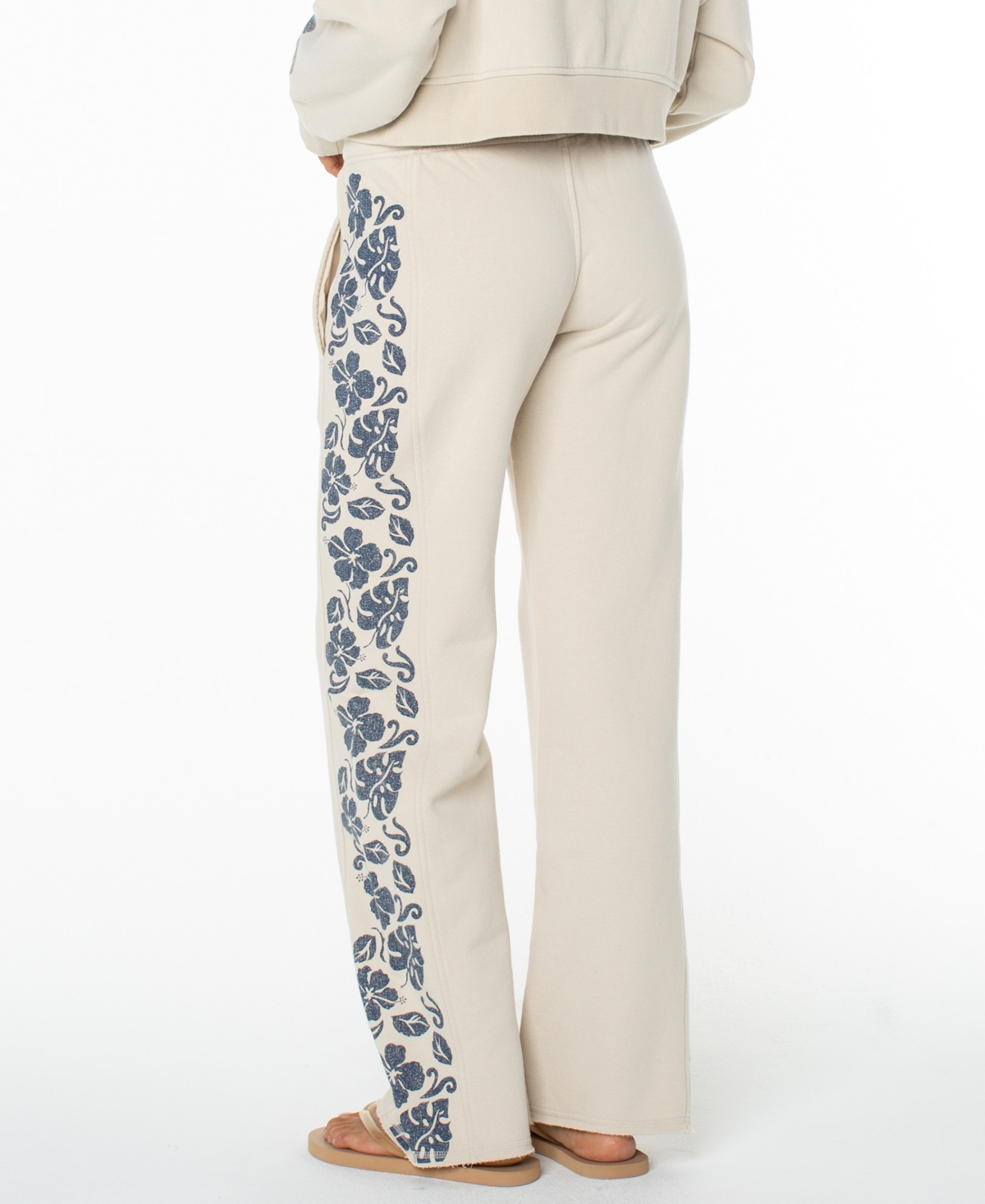 Roxy Juniors' Fringing Reefs Graphic Wide-leg Sweatpants In White