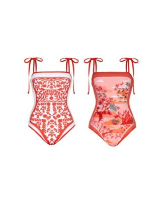 Women's Crossing Red Reversible One-Piece Swimsuit