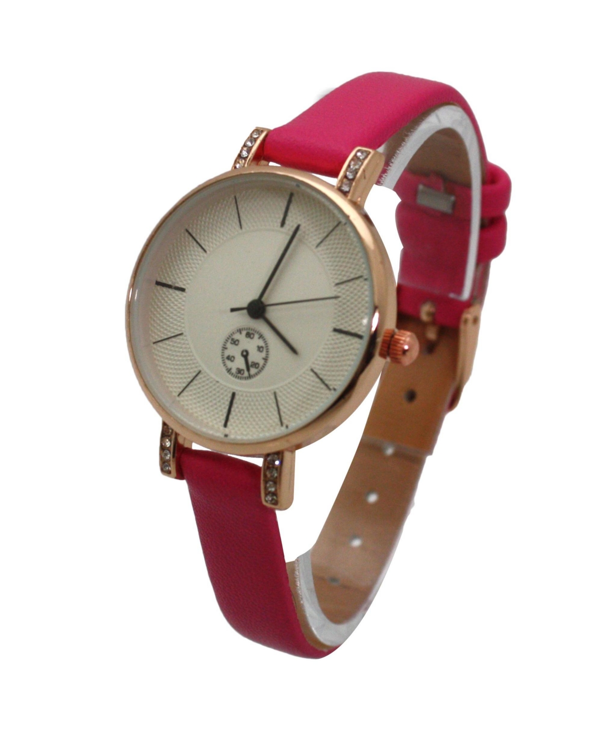 Olivia Pratt Hot Pink Faux Leather Small Face Chronograph Women Watch