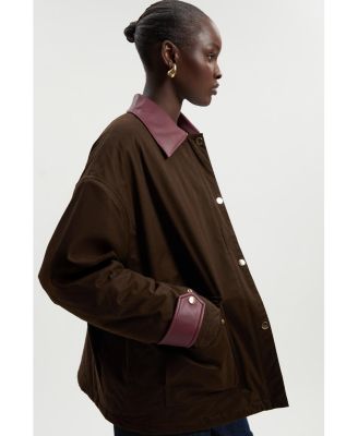 Quilted Contrast Collar Barn Jacket