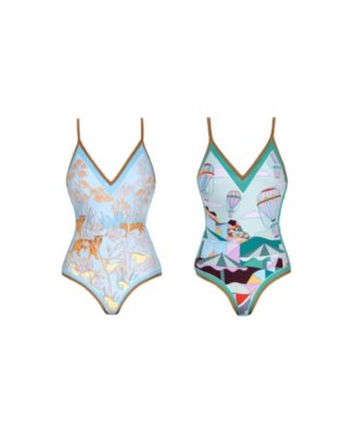 Jungle Adventure Reversible V-Neck One-Piece Swimsuit
