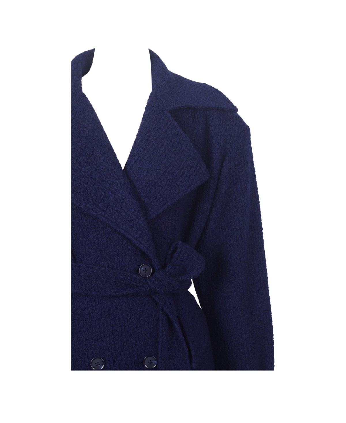 Miss Circle Women Jaelyn Midnight Blue Wool Blend Double-Breasted Belted Coat