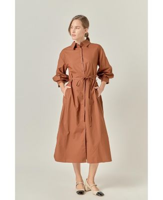 dark brown dress long sleeve Cocoa Long Sleeve Maxi Dress