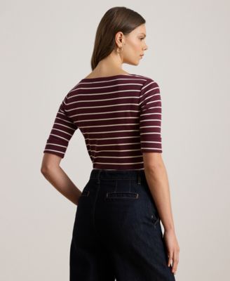 Petite Boat Neck Striped T-Shirt