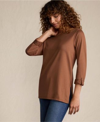 Women's Supima Cotton Adjustable 3/4 Sleeve Boatneck Tunic