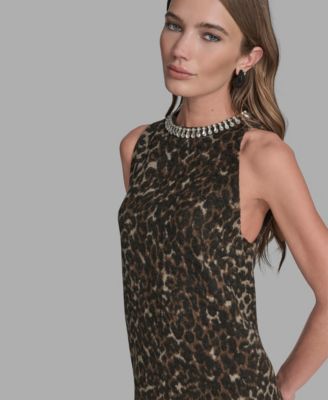 Women's Rhinestone Collar Halter Neck Dress