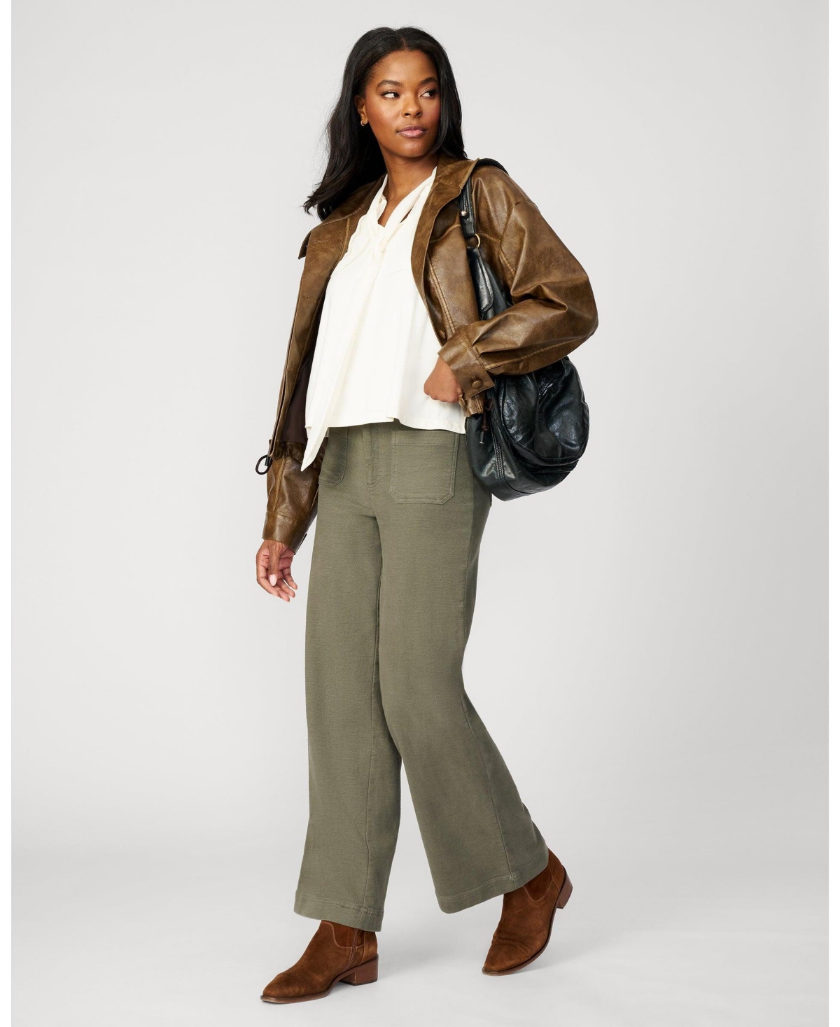 Cable & Gauge Women's High Rise Flare Twill Pant