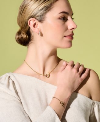 18K Gold-Plated Crystal Interlink Necklace