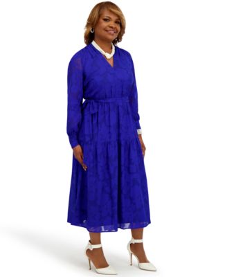 Women's Soft V-Neck Tiered Midi Dress