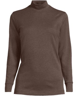 Plus Size Relaxed Cotton Long Sleeve Mock Turtleneck