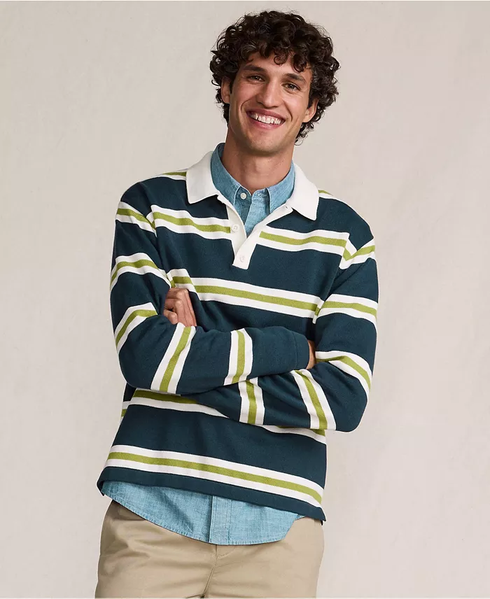 Men's Long Sleeve Cotton Rugby Sweater Polo - thumbnail 8
