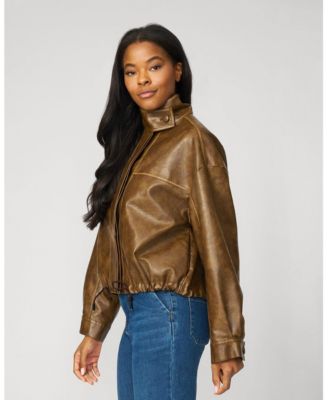 Women's Unstructured Faux Leather Bomber