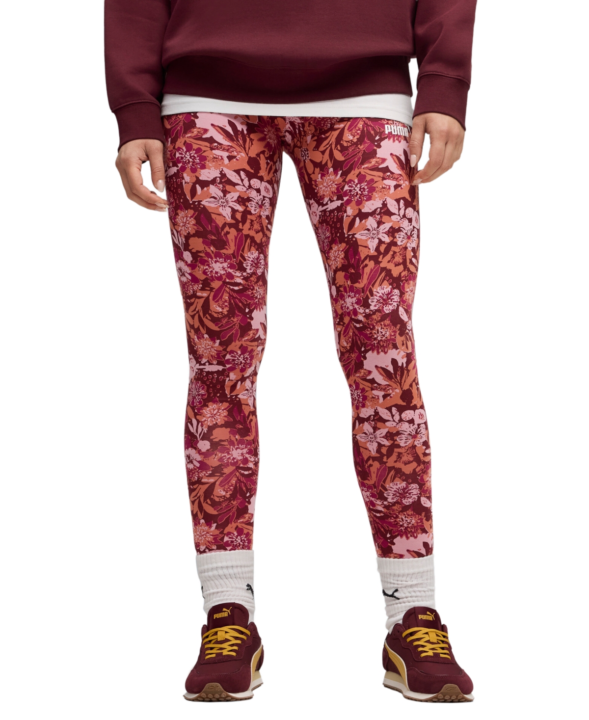 Puma Women's Essential Floral Print Mid Rise Leggings In Multi