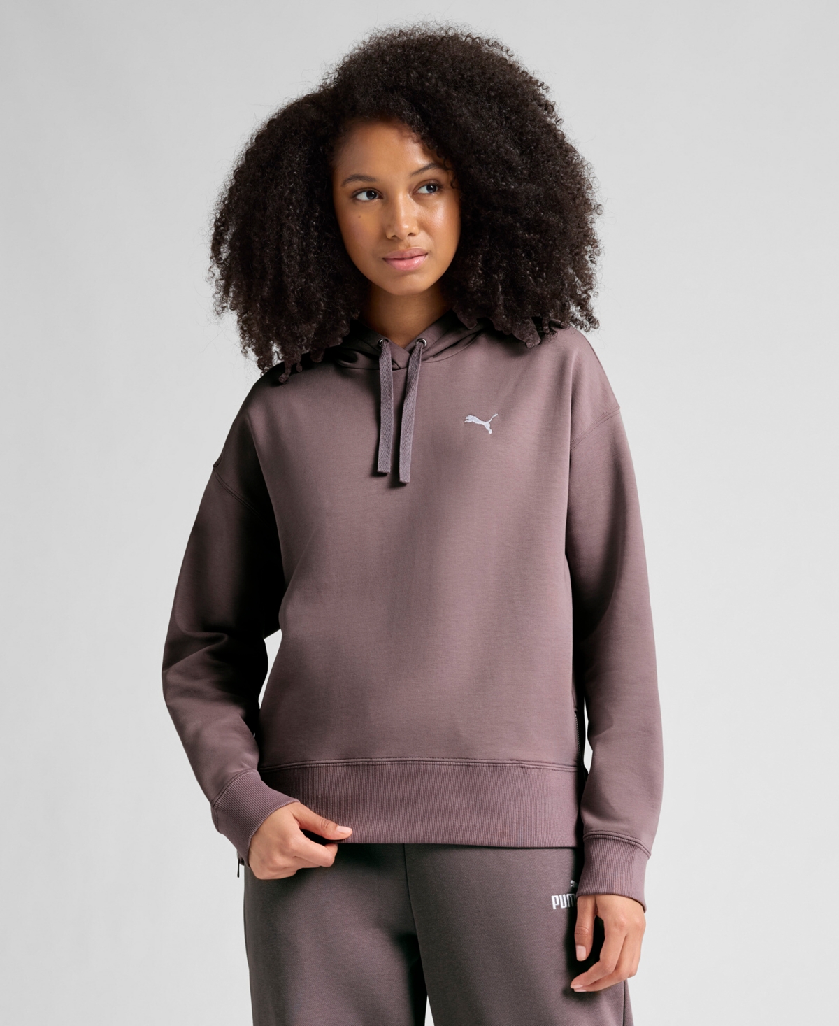 Puma Women's Essential Loose Fit Double Zip Hoodie In Brown