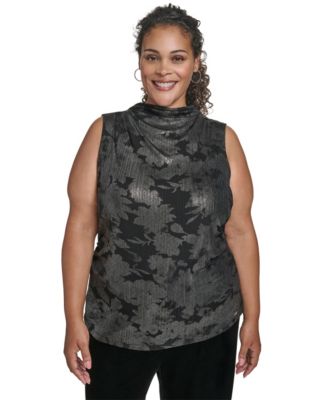 Calvin Klein - Plus Size Novelty Printed Ruched Top