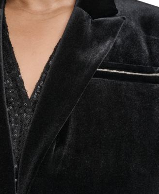 Plus Size Padded One Button Jacket