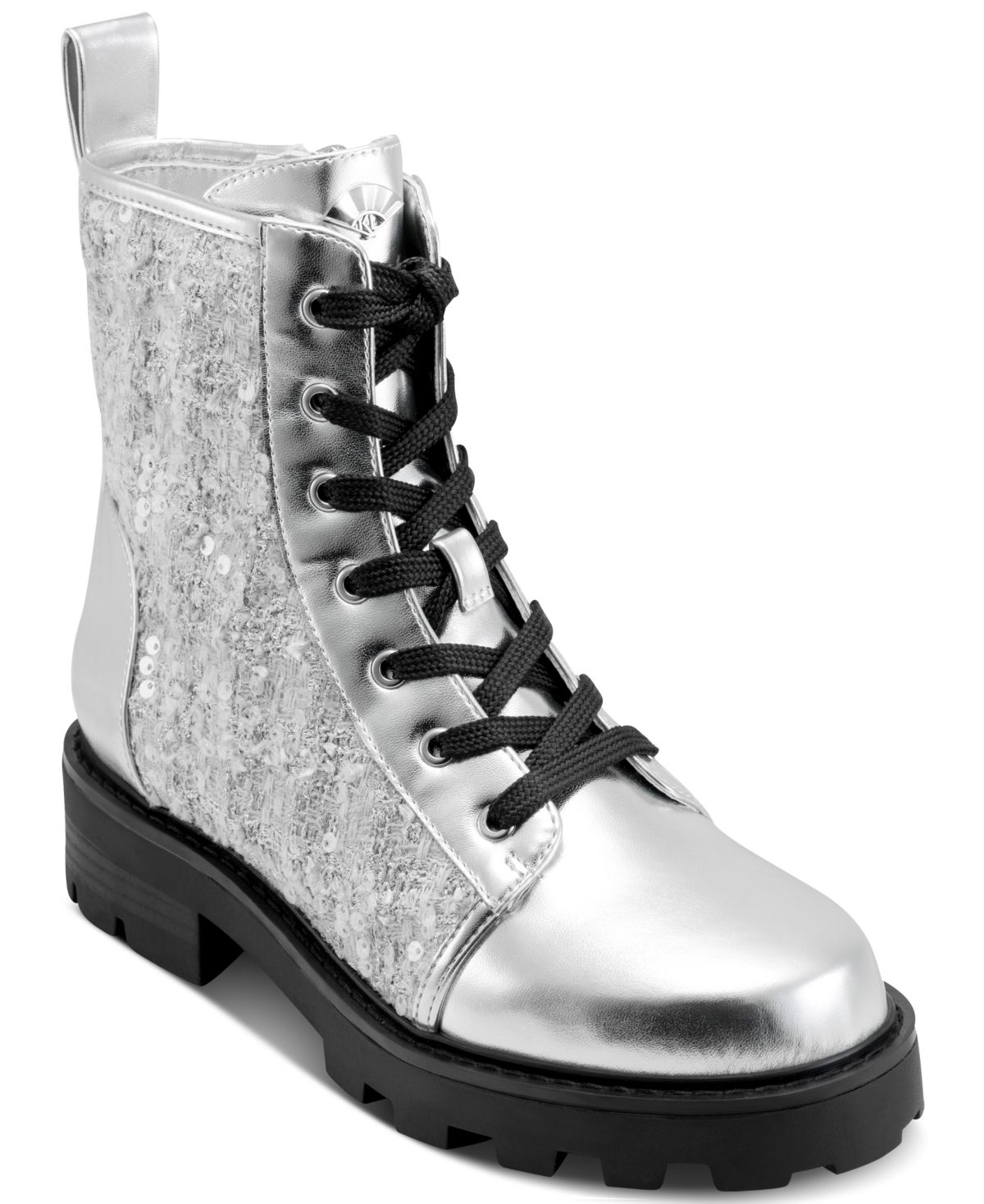 Karl Lagerfeld Paris Women's Marlee Sequin Combat Boots