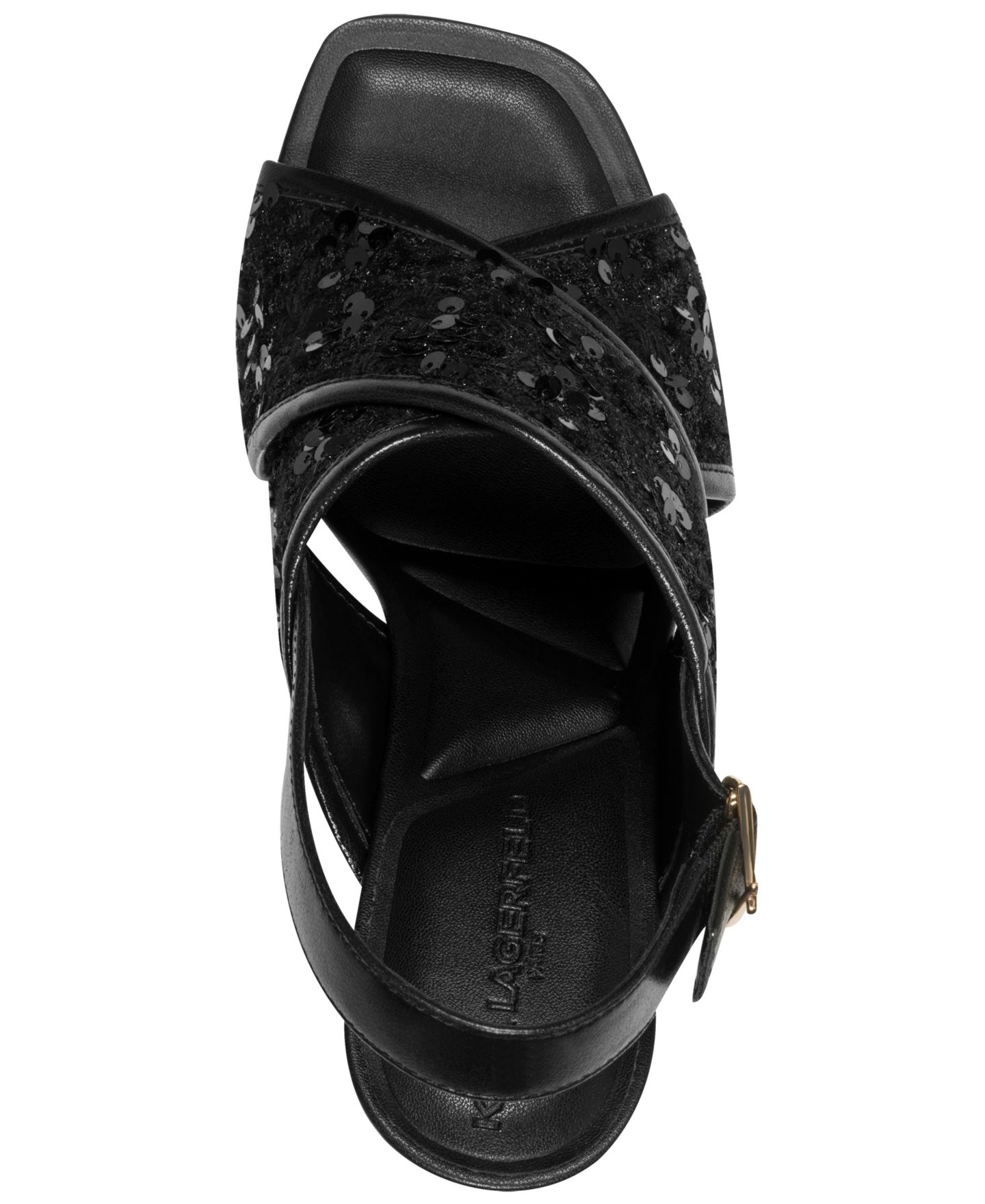 Женские сандалии KARL LAGERFELD PARIS Colbie Crossband Sequin Dress Sandals, цвет: Чёрный — фото 4