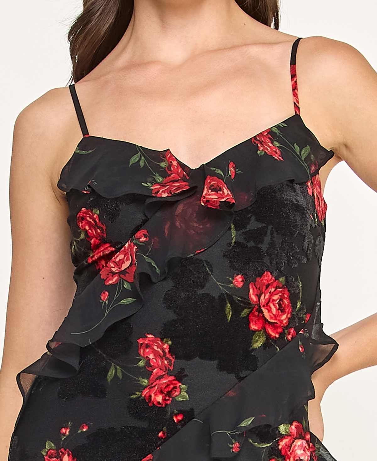 Bcx Juniors' Strappy V-Neck Multi Ruffle Maxi Dress