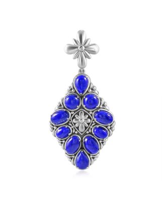 Sterling Silver Lapis Diamond Shaped Cluster Pendant Enhancer