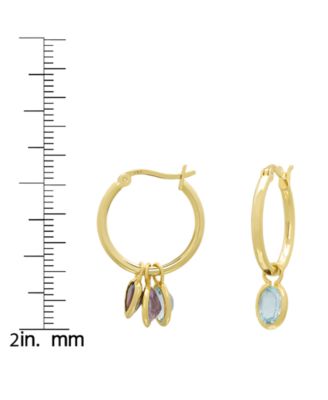 Garnet (1.9 ct. t.w.), Amethyst (1.3 ct. t.w.) and Blue Topaz (2.2 ct. t.w.) Interchangeable Charms Hoop Earring in 14k Gold Over Sterling Silver