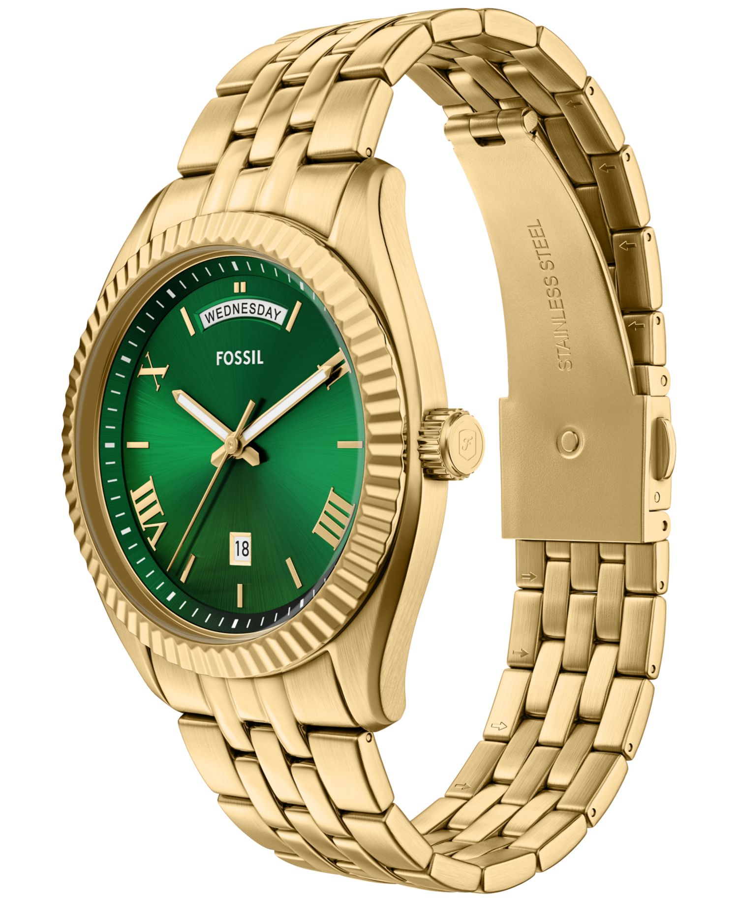 Men's Campbell Three-Hand Day-Date Gold-Tone Stainless Steel Watch, 42mm