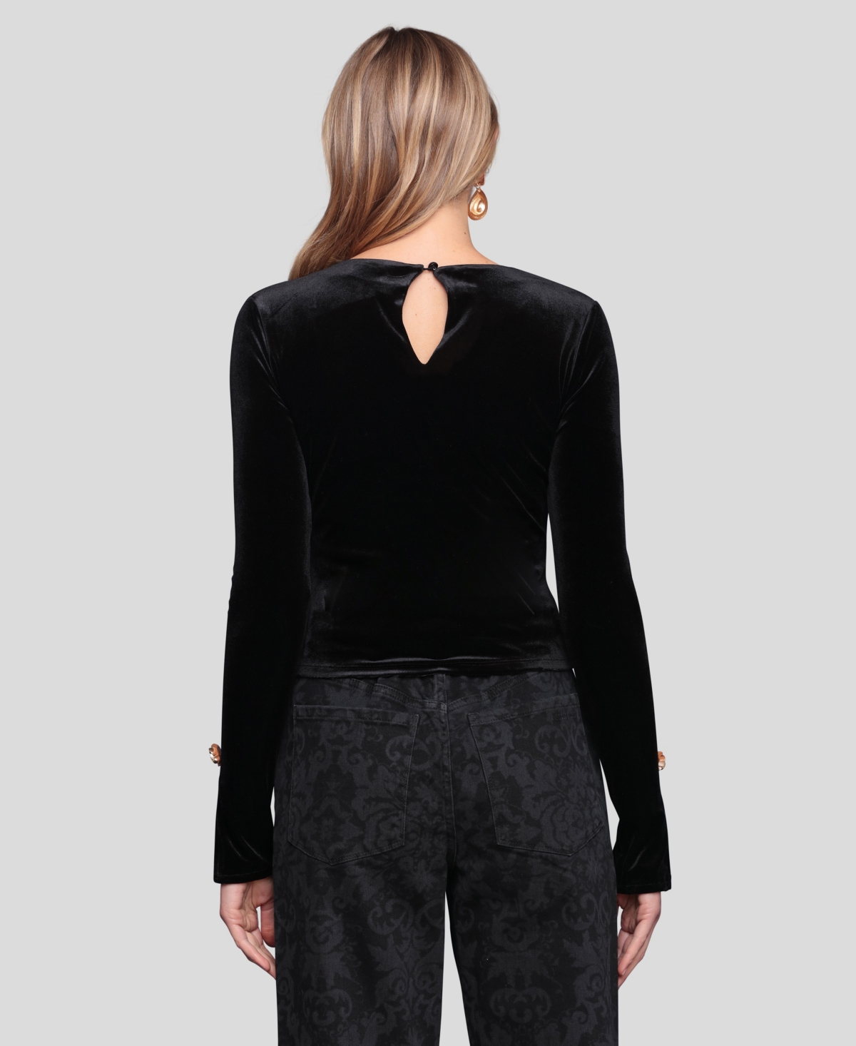 Avec Les Filles Long Sleeve Boatneck Shirt In Black